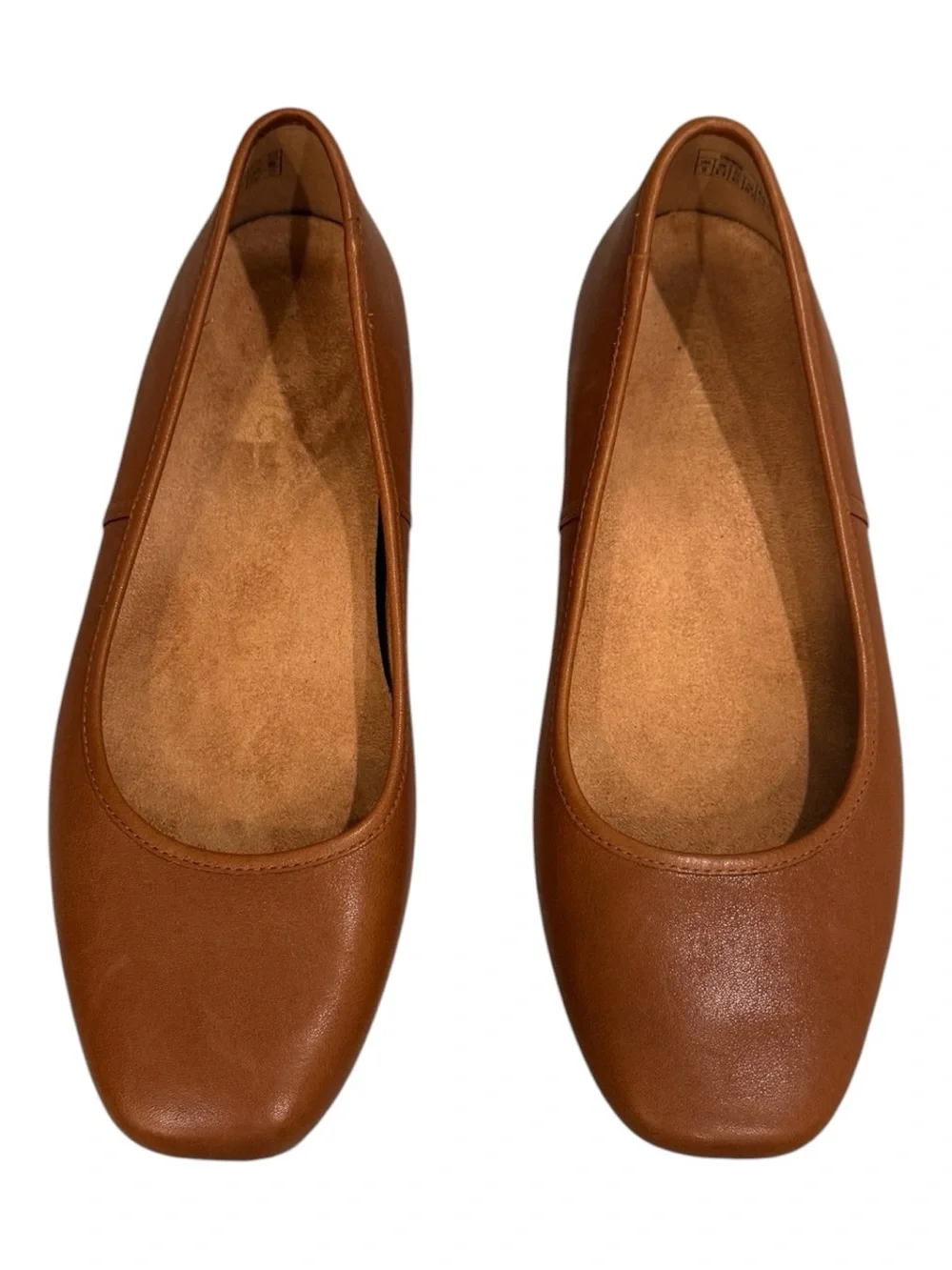 Vionic Orinda Square Toe Ballet Flats Tan Leather
